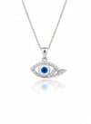 Silvara Nazar-P1 925 Sterling Silver Evil Eye Pendant with Blue & White Stone Detailing | Minimal Protective Design
