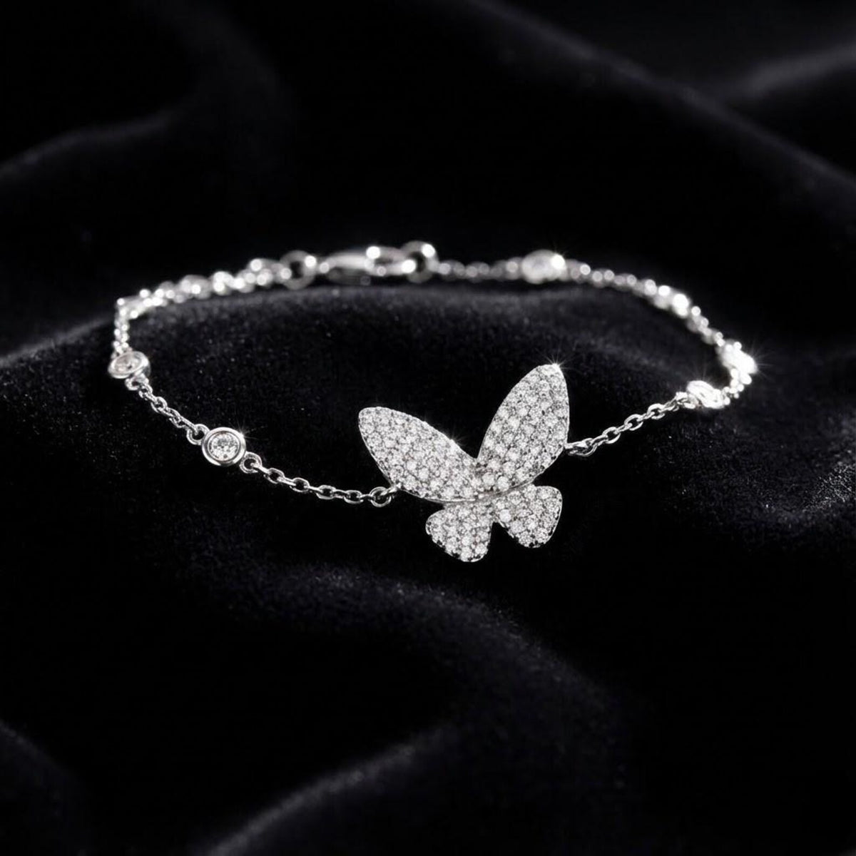 Silvara Butterfly Diamond Elegant Silver Bracelet for woman