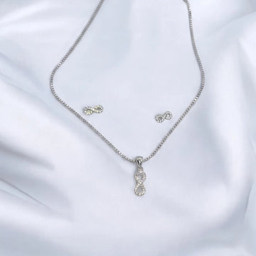 Silvara Sterling Silver Infinity Pendant and Earrings Set with Gemstones