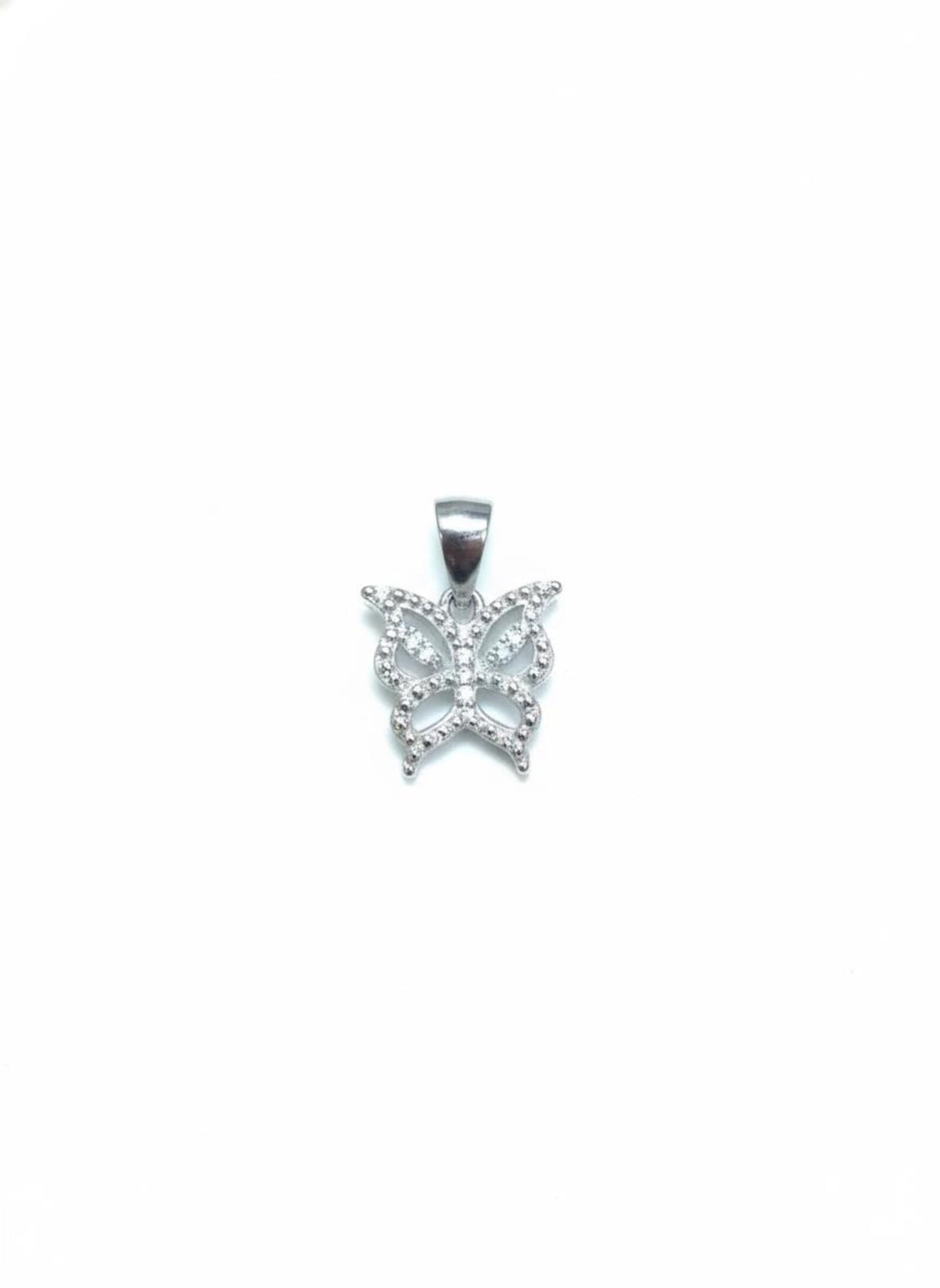 Silvara 925 Sterling Silver Butterfly Pendant with Cubic Zirconia – With Chain (PDT-BFLY)