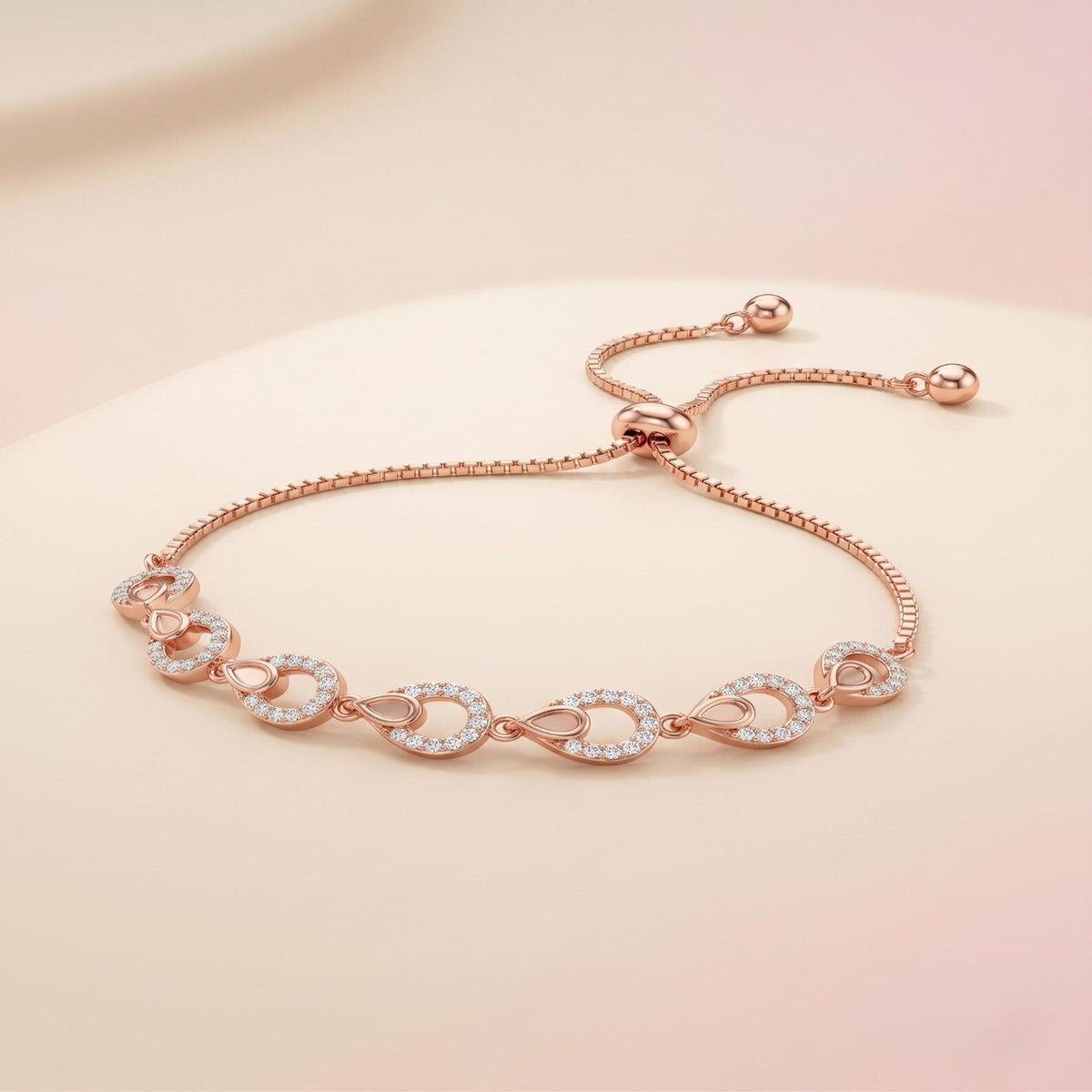 Silvara Fancy-BR6 Rose Gold Plated 925 Sterling Silver Infinity Link Bracelet
