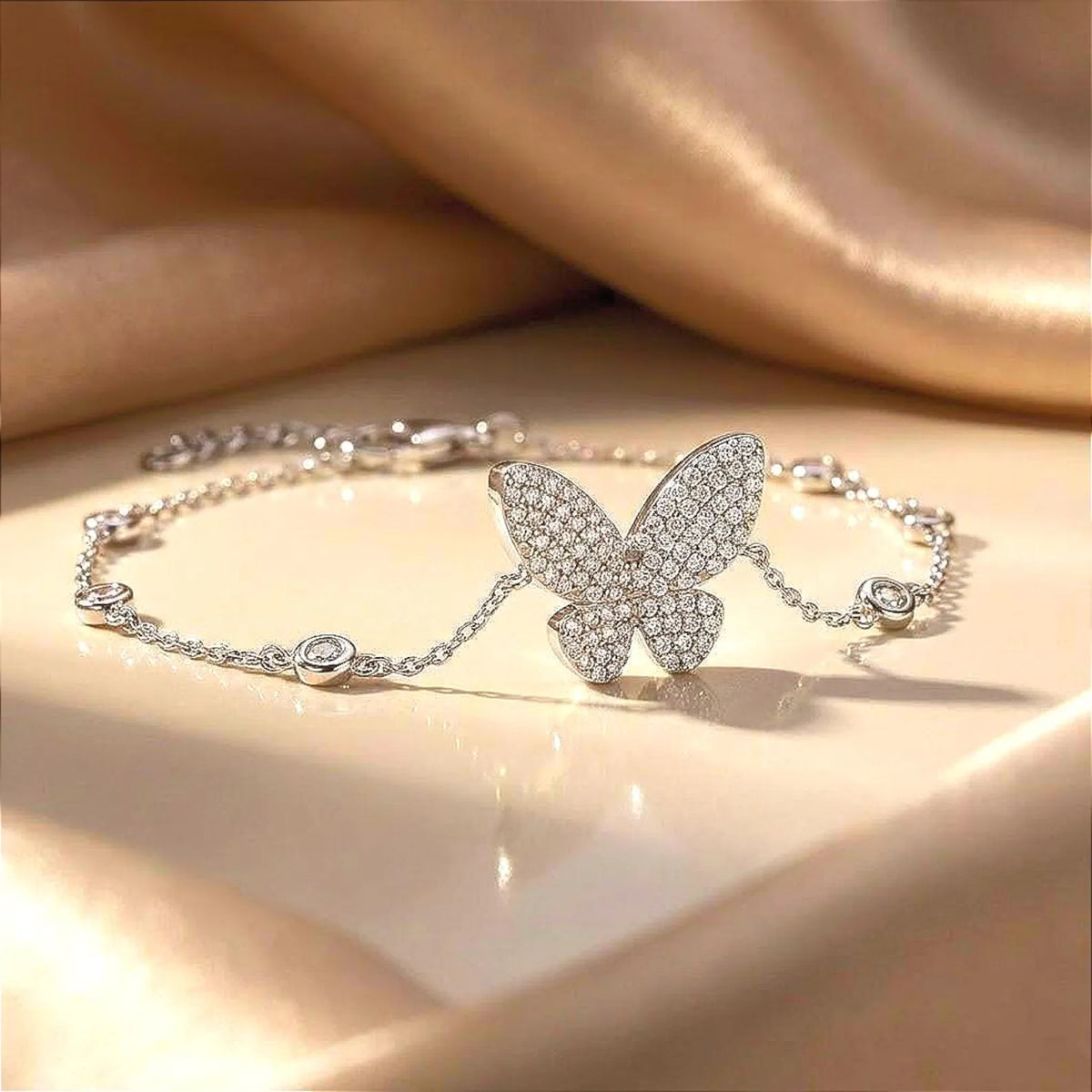 Silvara Butterfly Diamond Elegant Silver Bracelet for woman
