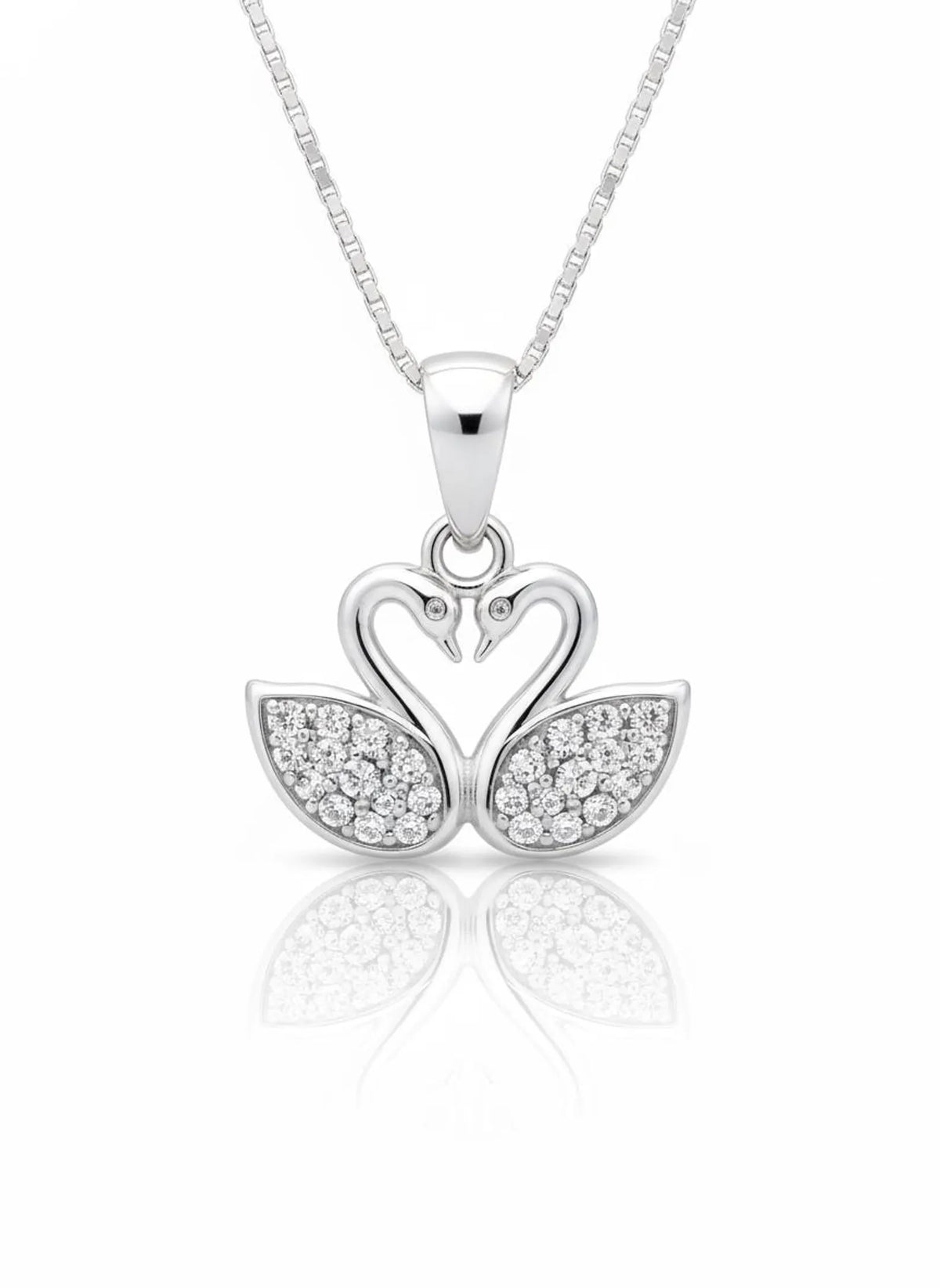 Silvara Duck-P1 925 Sterling Silver Swan Pendant with Cubic Zirconia – With / Without Chain