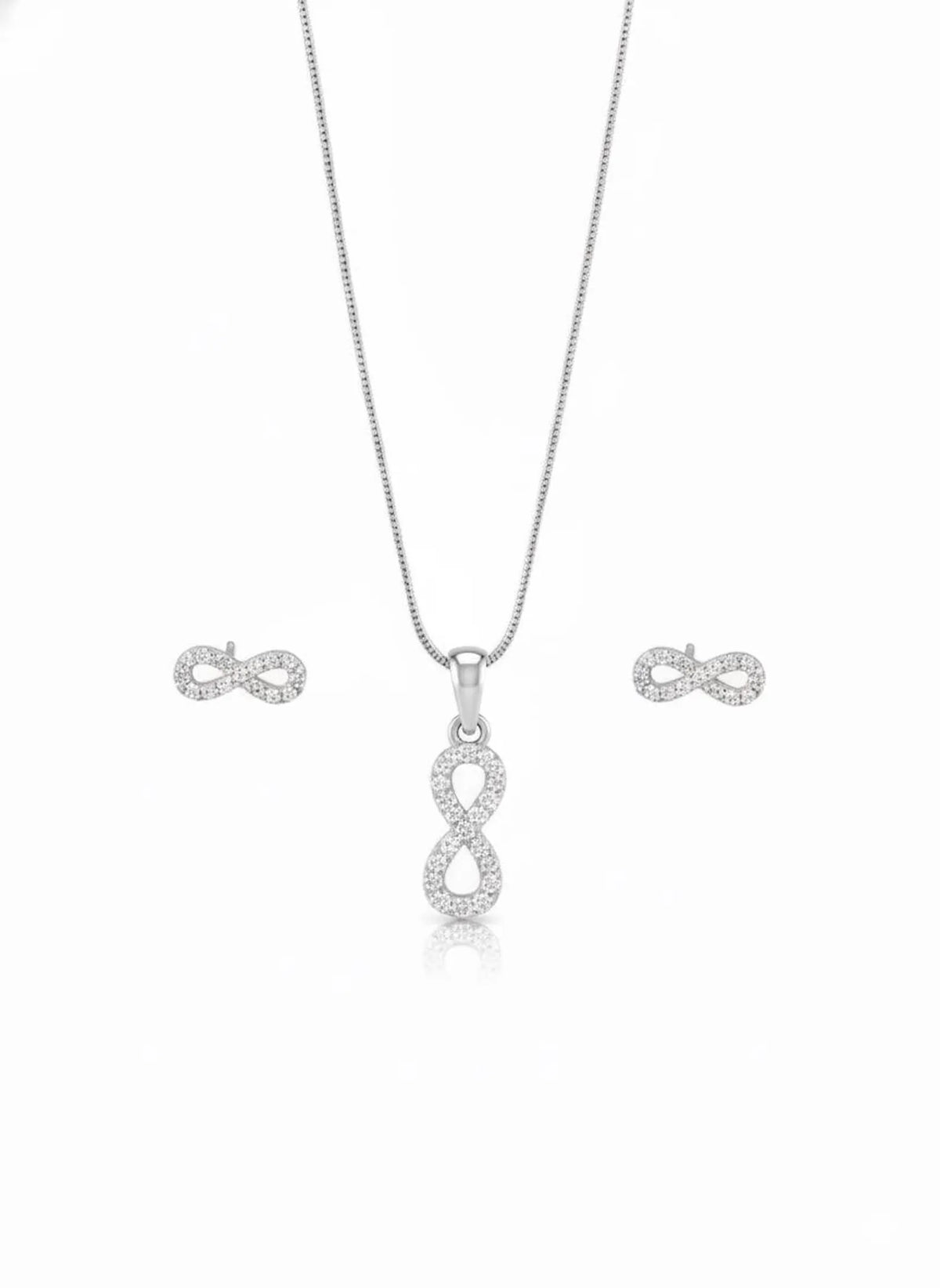 Silvara Sterling Silver Infinity Pendant and Earrings Set with Gemstones