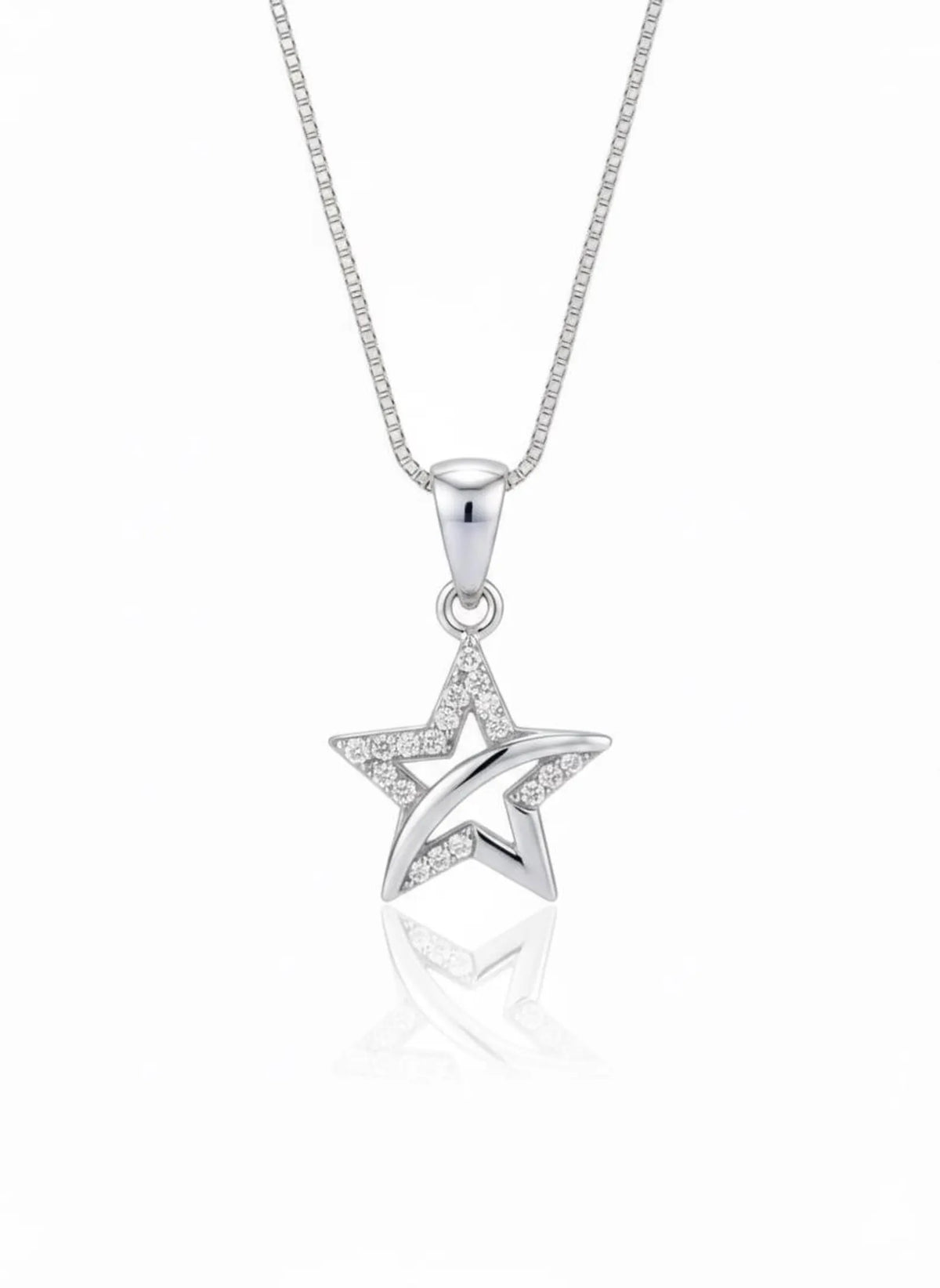Silvara Star Motif With Layered Structure 925 Sterling Silver Pendant With Chain