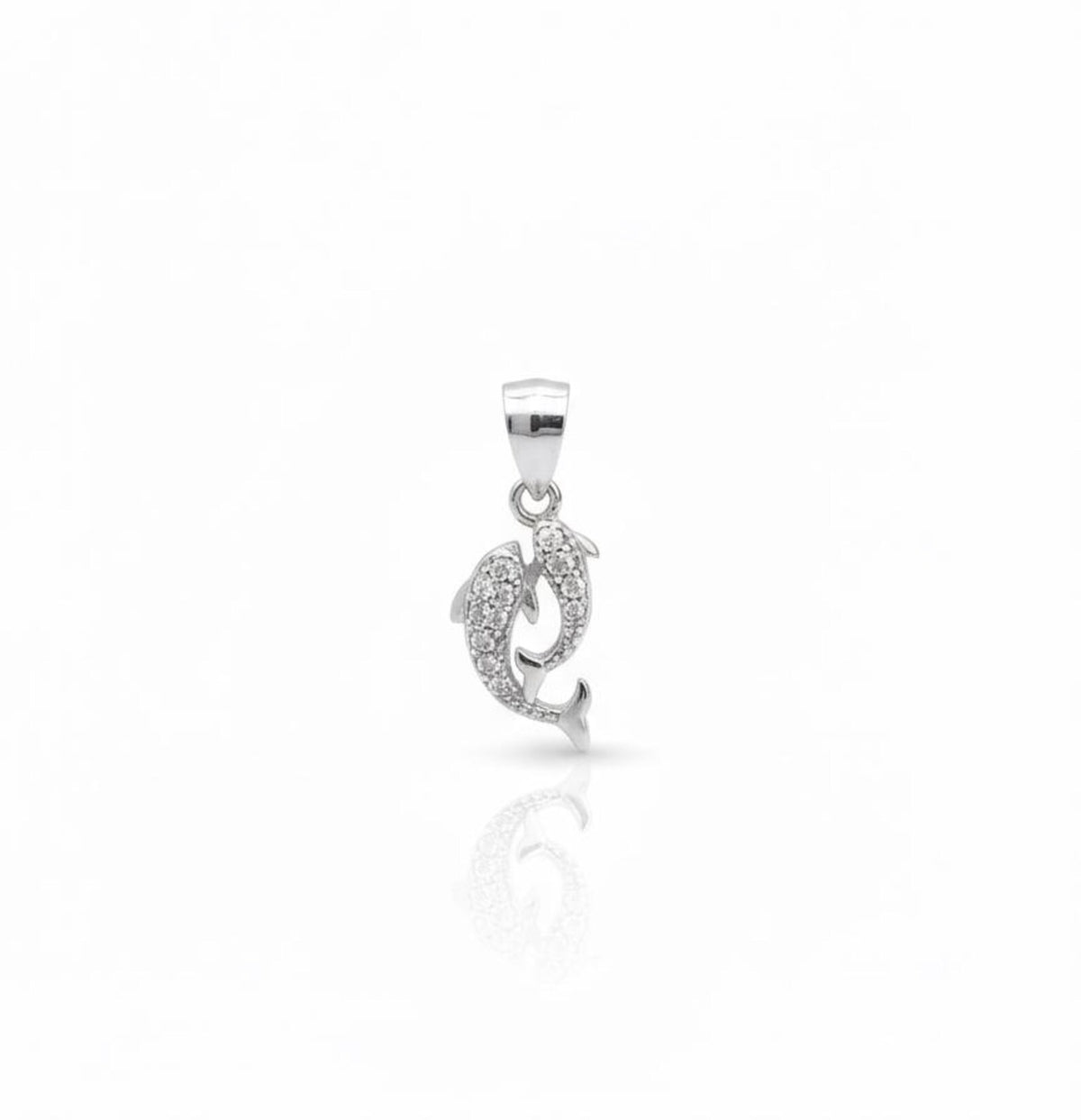 Silvara 925 Sterling Silver Fish Pendant with Cubic Zirconia – With Chain (PDT-Fish)