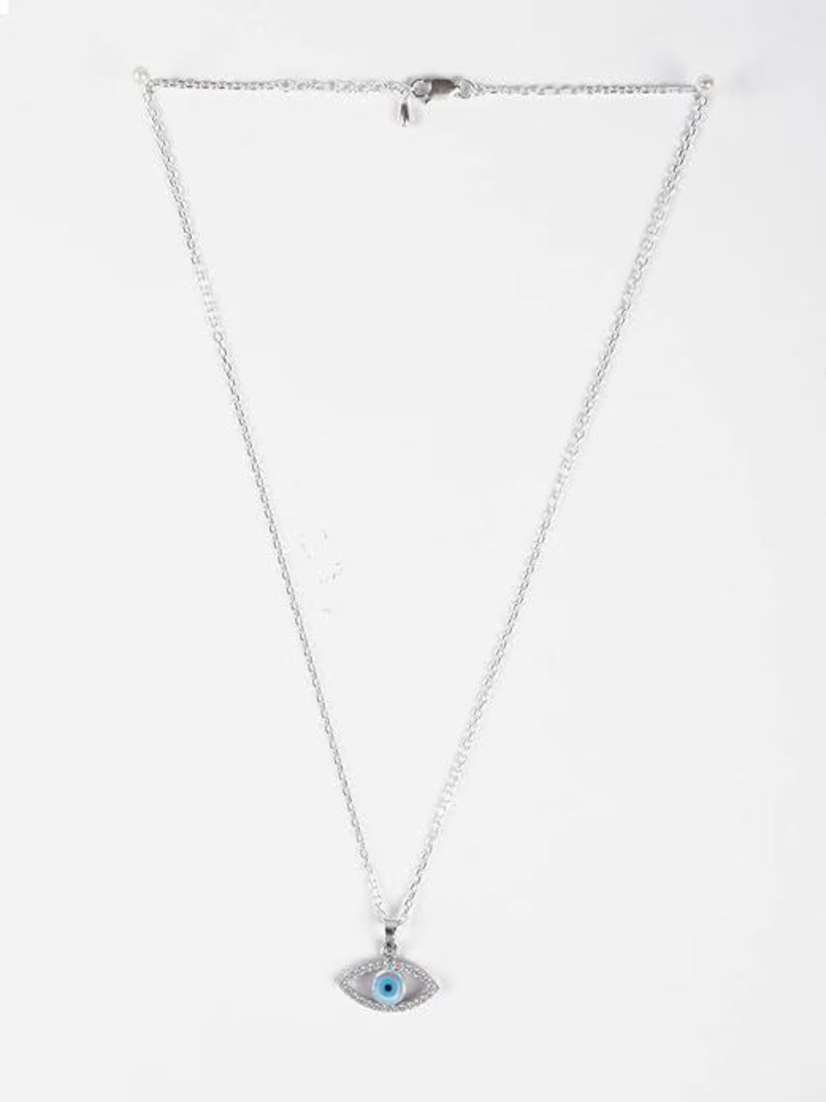Silvara NAZAR-P2 925 Sterling Silver Evil Eye Pendant with Blue & White Stone Detailing | Minimal Protective Design