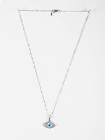 Silvara NAZAR-P2 925 Sterling Silver Evil Eye Pendant with Blue & White Stone Detailing | Minimal Protective Design