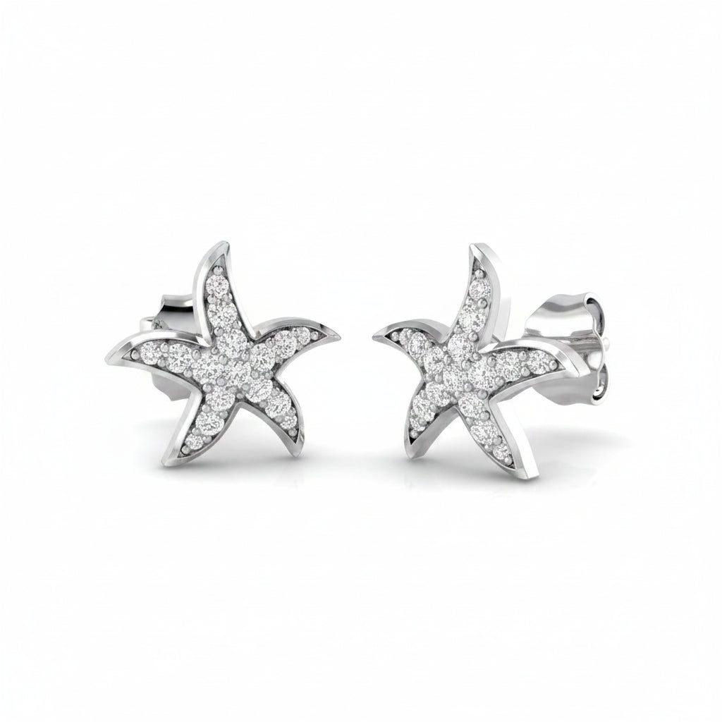 Silvara Star Fish Shape Pendant & Chain With Matching Ear Studs For Women And Girls