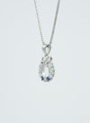Silvara PDT-5 925 Sterling Silver Bow Circle Pendant with Blue & White Stones | Elegant Gift Design