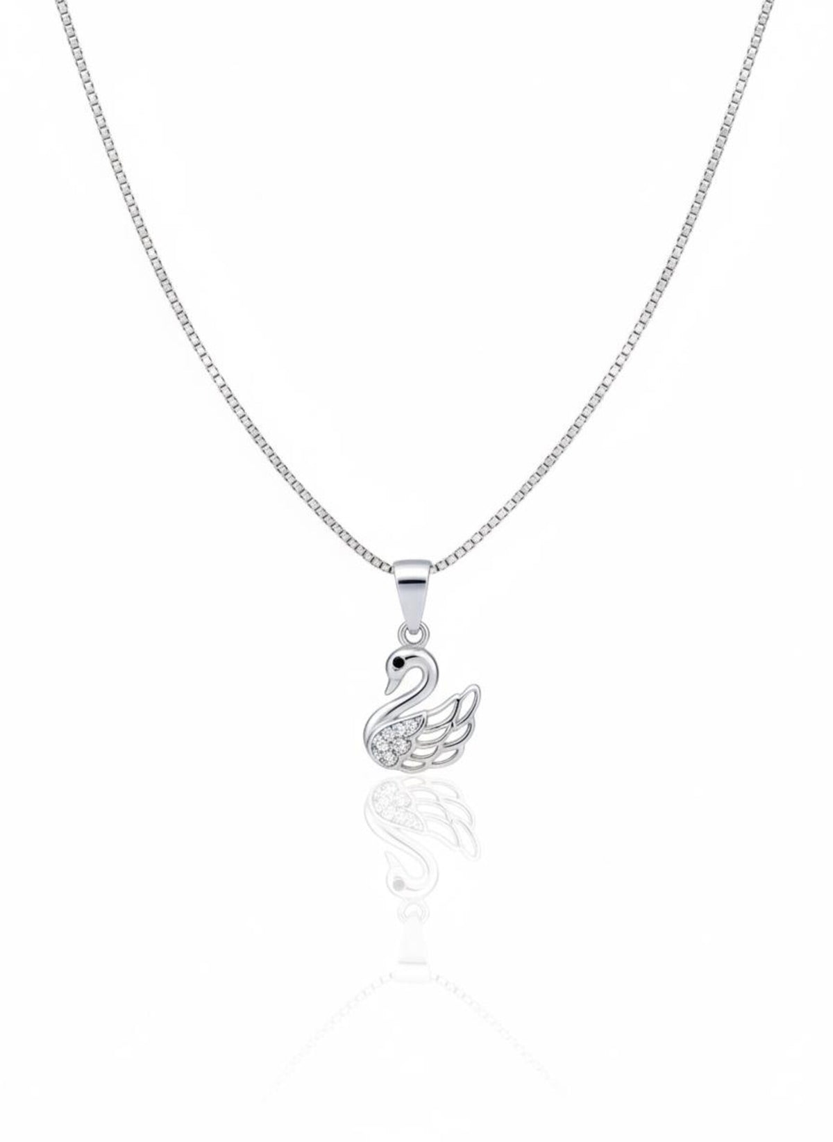 Silvara Duck-P2 925 Sterling Silver Swan Pendant with Cubic Zirconia – With Chain