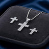 Silvara Cross Pendant & Chain With Matching Ear Studs For Women And Girl