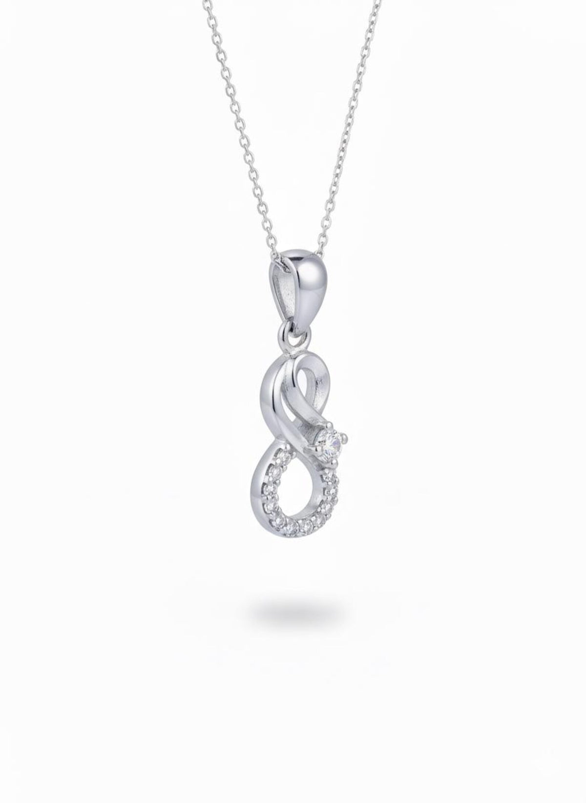 Silvara 925 Sterling Silver Big Infinity Pendant Cubic Zirconia – With Chain (PDT2)