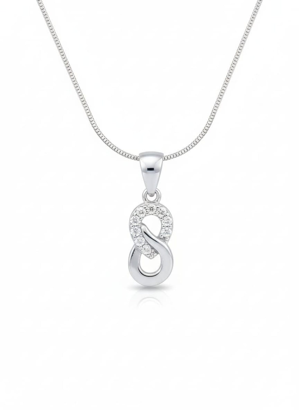 Silvara 925 Sterling Silver Infinity Pendant Cubic Zirconia – With Chain (PDT-1)